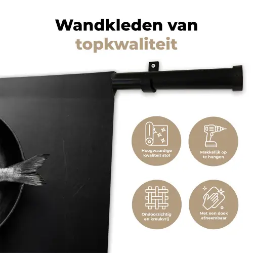 Pan - Vis - Zwart - Wit Wandkleed katoen klein -sfeer2
