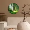 Natuur - Bomen - Bos - Groen - Zon - Gras - Planten Wandcirkel kunststof plaat 5mm dik klein -sfeer1