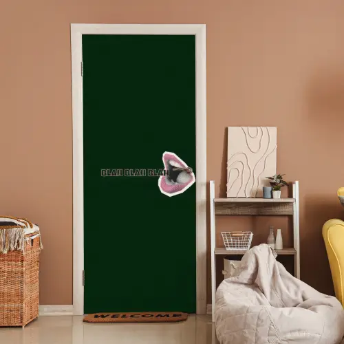 BLAH BLAH BLAH - Mond - Groen deurposter klein -sfeer1
