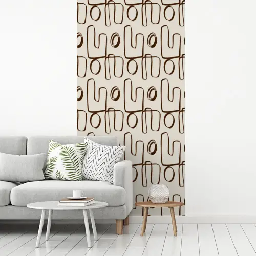 Lijnen - Beige - Patroon - Donkerbruin fotobehang vinyl groot 64 -woonkamer