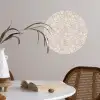 Bloemenprint - Grijs - Crème Wandcirkel behangsticker klein 186 -sfeer3
