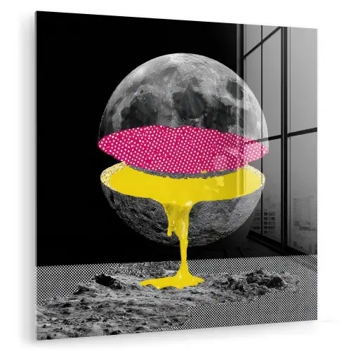 Maan - Geel - Roze - Zwart plexiglas 5mm klein -zzzproduct_nieuw