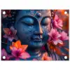 Boeddha omgeven door kleurrijke bloemen tuinposter los doek klein -3d