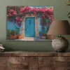 Deur - Hout - Bloemen - Blauw PET vilt klein -sfeer2