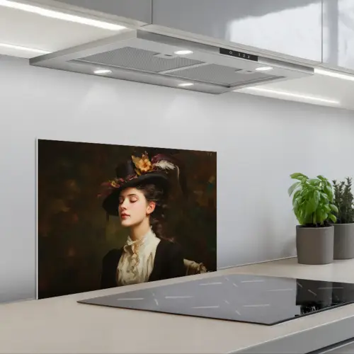 Vrouw - Victoriaans - Portret keuken achterwand spatscherm klein -3d_schuin