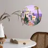 Huizen - Minimalistisch - Palmbomen - Kust Wandcirkel behangsticker klein -sfeer3
