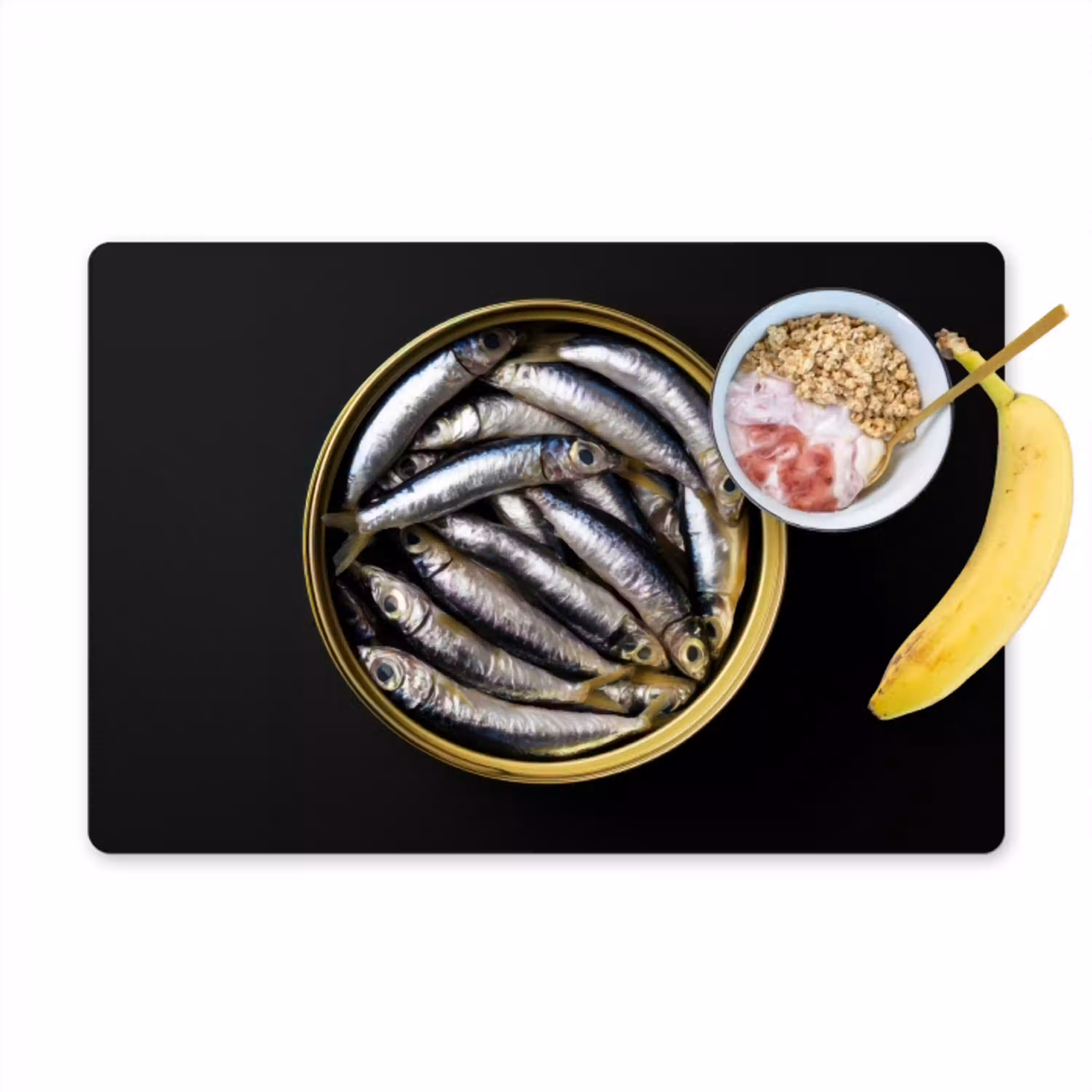 Sardines - Vissen - Rond - Zwart Placemat vinyl groot -zzzproduct_Kitchenyeah-website