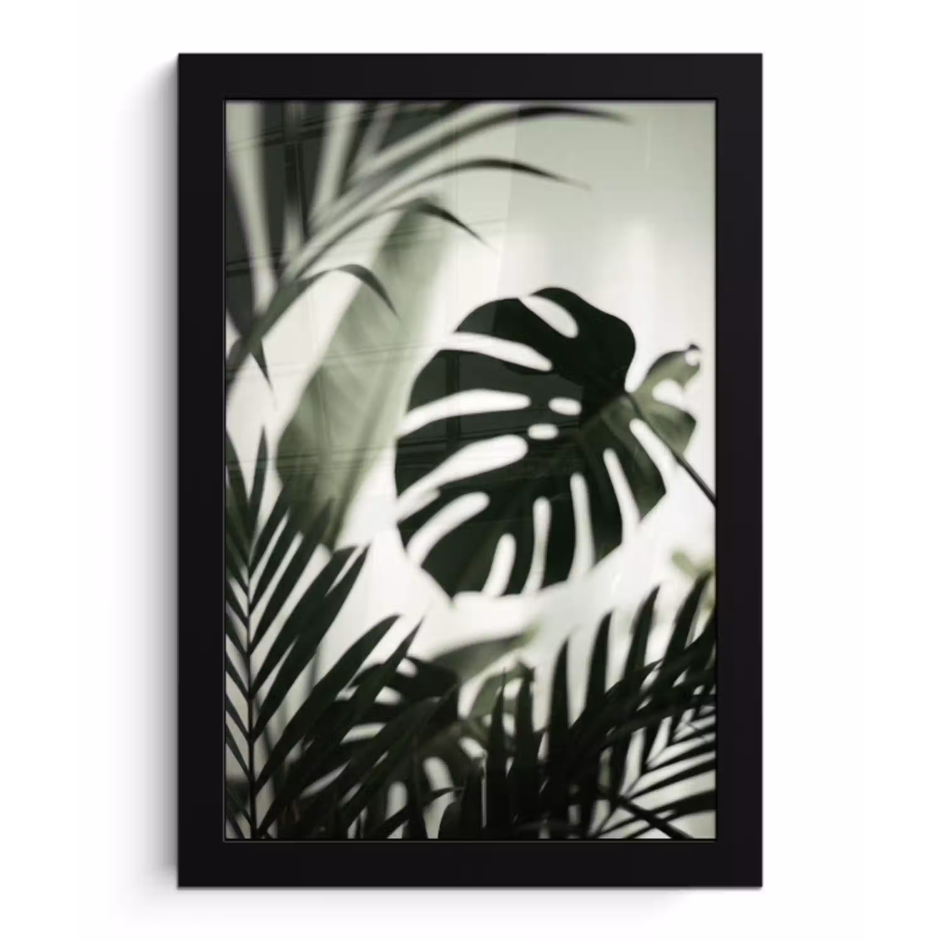 Planten - Bladeren - Natuur - Minimalistisch - Groen fotolijst zwart zonder passe partout klein -3d