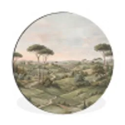 Landschap - Heuvels - Zandpad - Groen Wandcirkel aluminium klein -3d