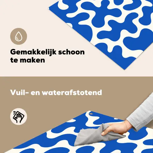 Vormen - Abstract - Blauw - Golven Inductie beschemer met haakjes middel -ky-schoon-nl