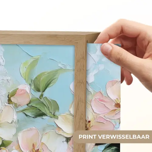 Bloesem - Bladeren - Lichtblauw Light Box met batterij (Wandlamp) middel -USP_websiteprintNL