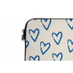 Hartjes patroon - Blauw - Beige - Liefde laptophoes neopreen klein -detail