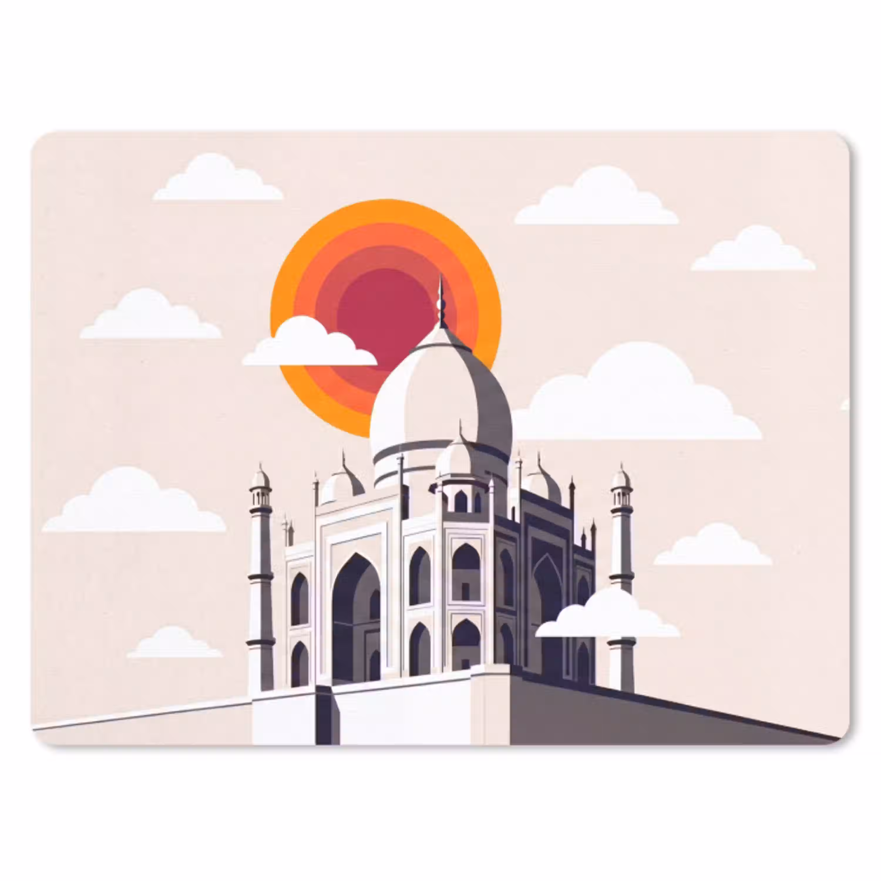 Taj Mahal - Zon - Koepel - Architectuur - India - Grafisch muismat rubber klein -3d