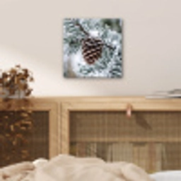Dennenappel - Tak - Sneeuw - Winter - Sfeervol aluminium wit klein -sfeer3