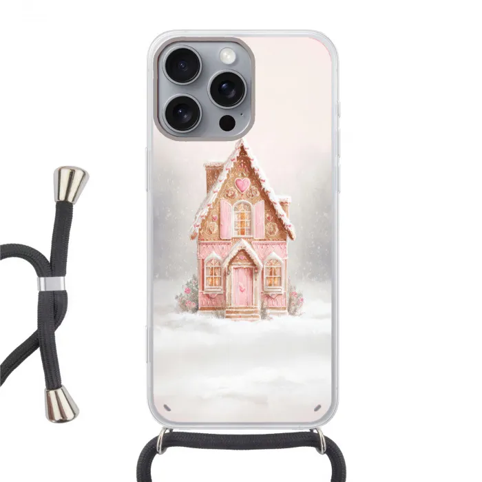 Huisje - Suiker - Pastel Hoesje iPhone 16 Pro Max met koord klein -3d