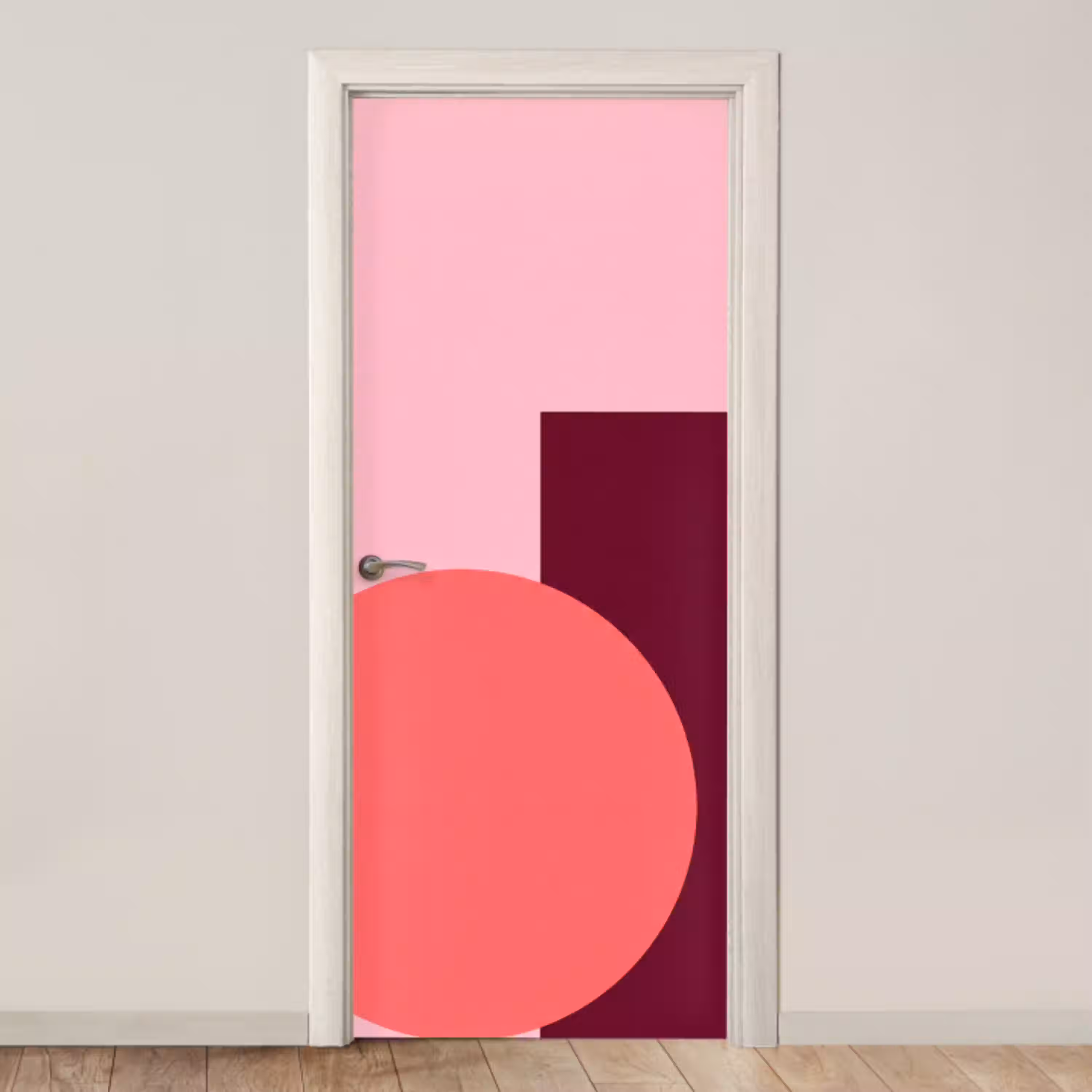 Abstract - Vormen - Roze - Modern - Design deurposter klein -3d_beige