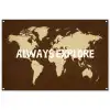 Reizen - Wereldkaart - Bruin tuinposter los doek groot -3d