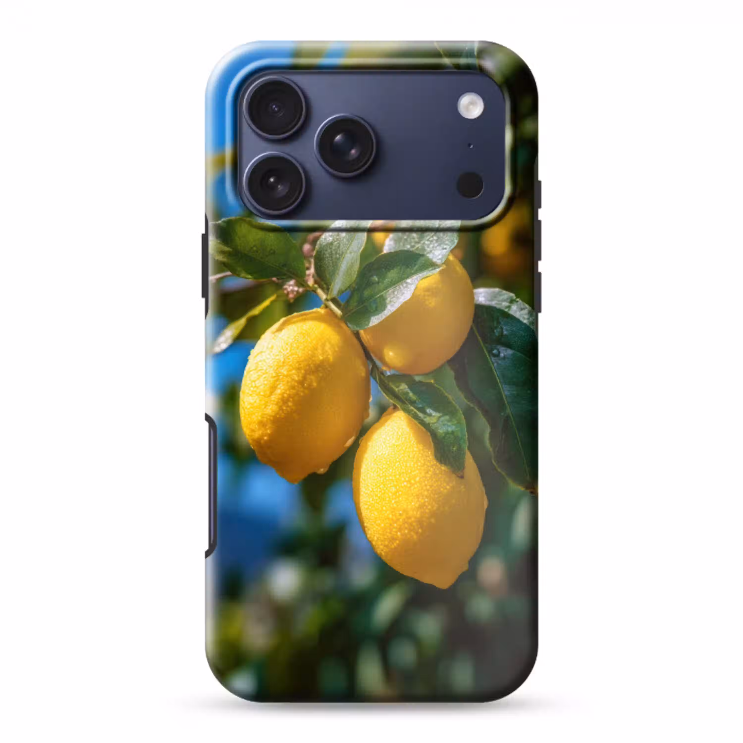 Citroenen - Bladeren - Blauwe lucht Toughcase MagSafe Apple iPhone 17 Pro Max klein -3d