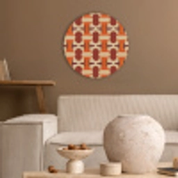 Geometrisch - Retro - Oranje Akoestische PET Vilt - Rond klein 838 -sfeer1