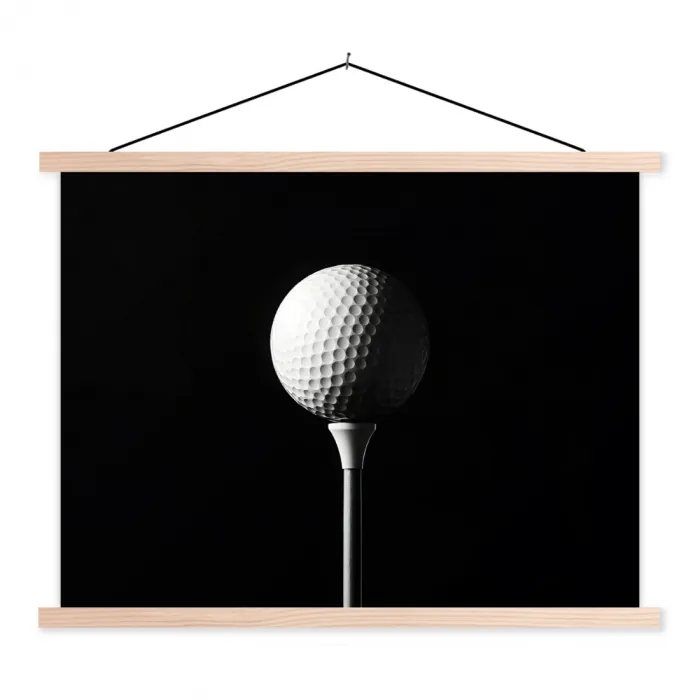 Golfbal - Minimalistisch - Wit textielposter latten blank klein -3d