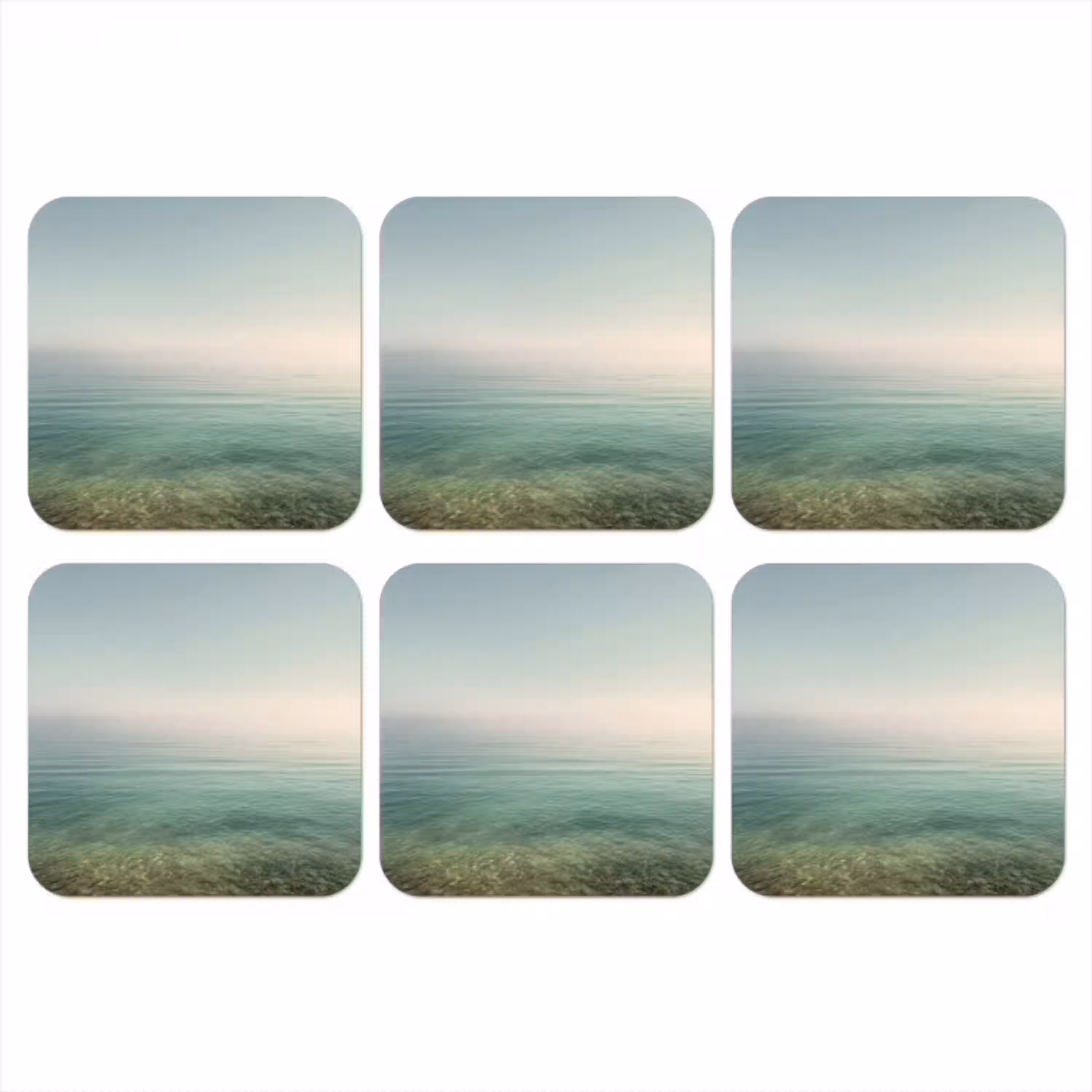 Zee - Horizon - Blauw - Mist onderzetter kurk middel -3d
