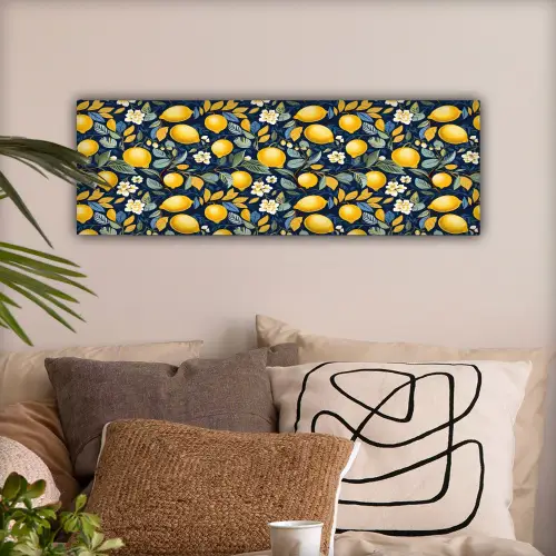 Citroenen - Bloemen - Bladeren - Blauw canvas 2cm klein 828 -sfeer1