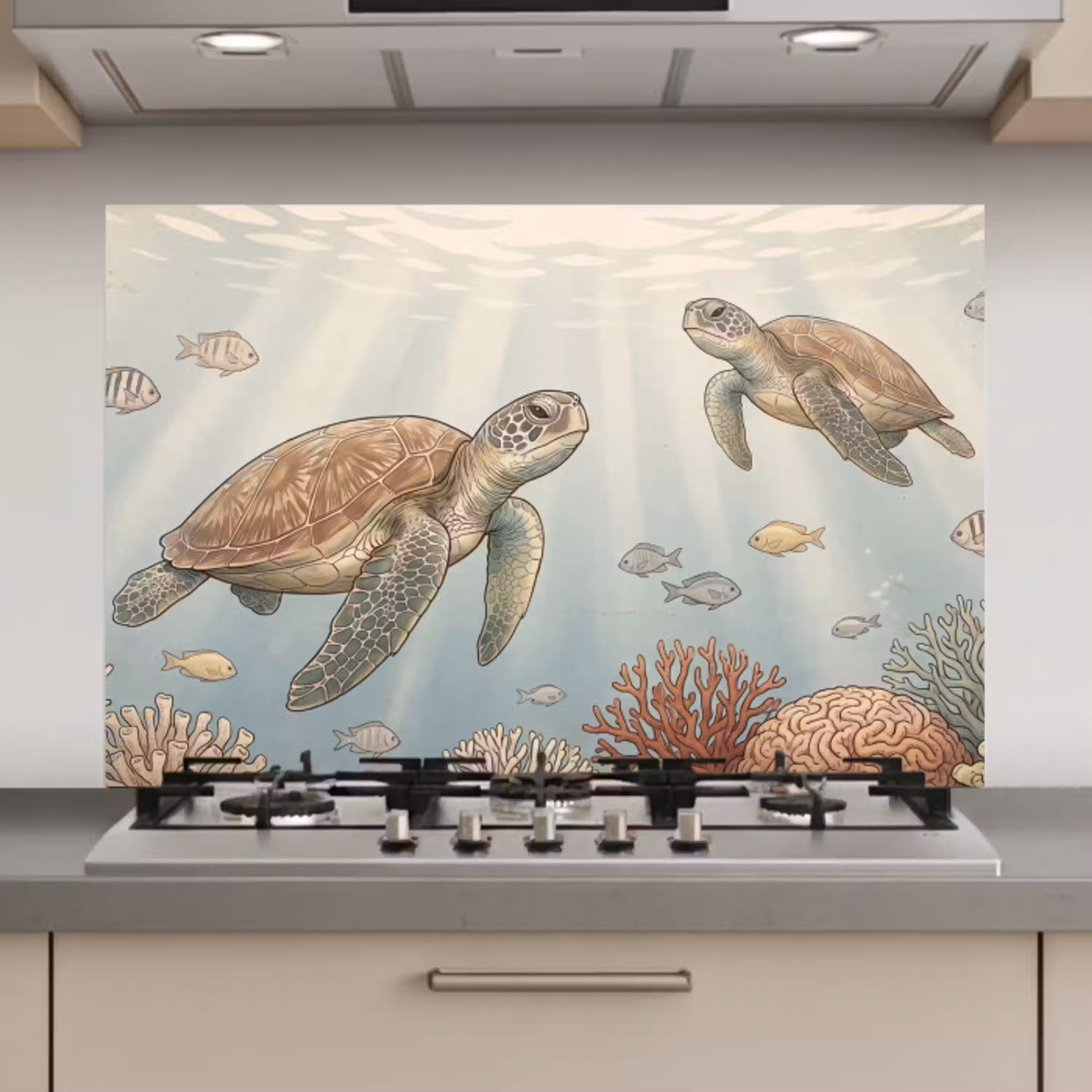 Schildpad - Onderwater - Natuur - Illustratie keuken achterwand spatscherm klein -3d_website