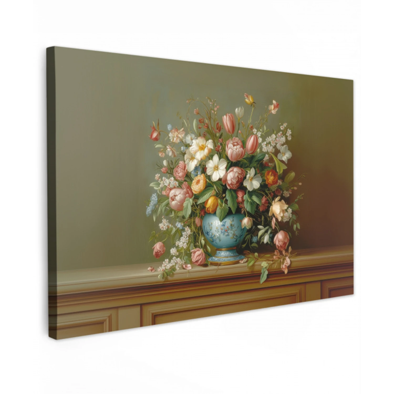 Vaas - Pastel - Kleuren - Bloemen Tuinposter op houten frame 2 cm dik klein -3d