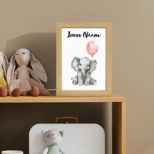 Olifant - Baby dier - Roze ballon Light Box met kabel (Kinderlampje) klein -sfeer2_kind