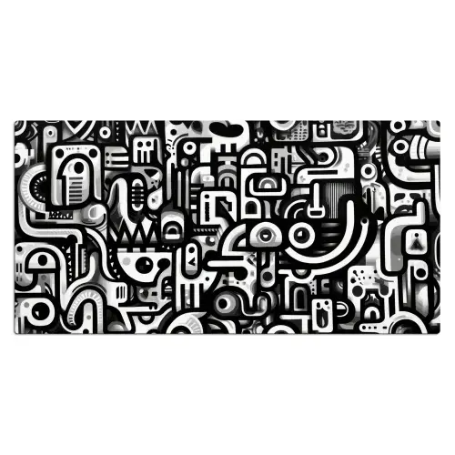 Symbolen - Abstract - Grafisch - Zwart Muismat XXL klein -3d_leeg