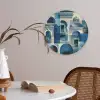 Abstract - Islamitisch - Blauw - Wit Akoestische PET Vilt - Rond klein -sfeer3