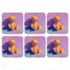 Teddybeer - Schaduw - Penseelstreken - Paars onderzetter kurk middel -3d