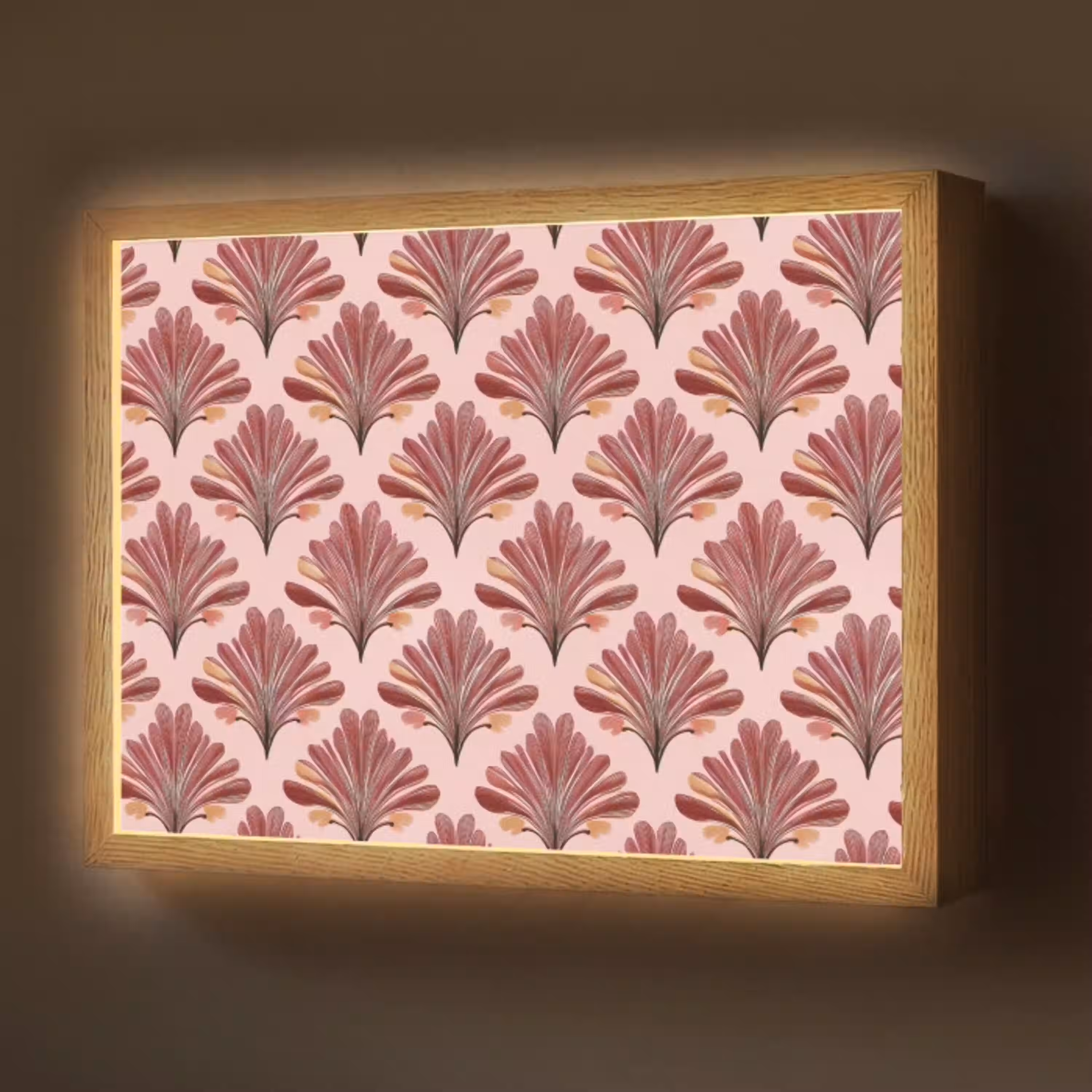 Waaier -  Roze - Rood Light Box met batterij (Wandlamp) middel 907 -z3d_website