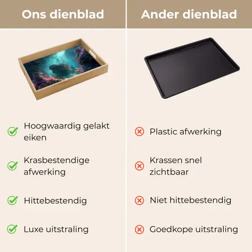 Schip - Hout - Koraalriffen - Zonlicht Dienblad Rechthoek middel -USP_VergelijkingNL