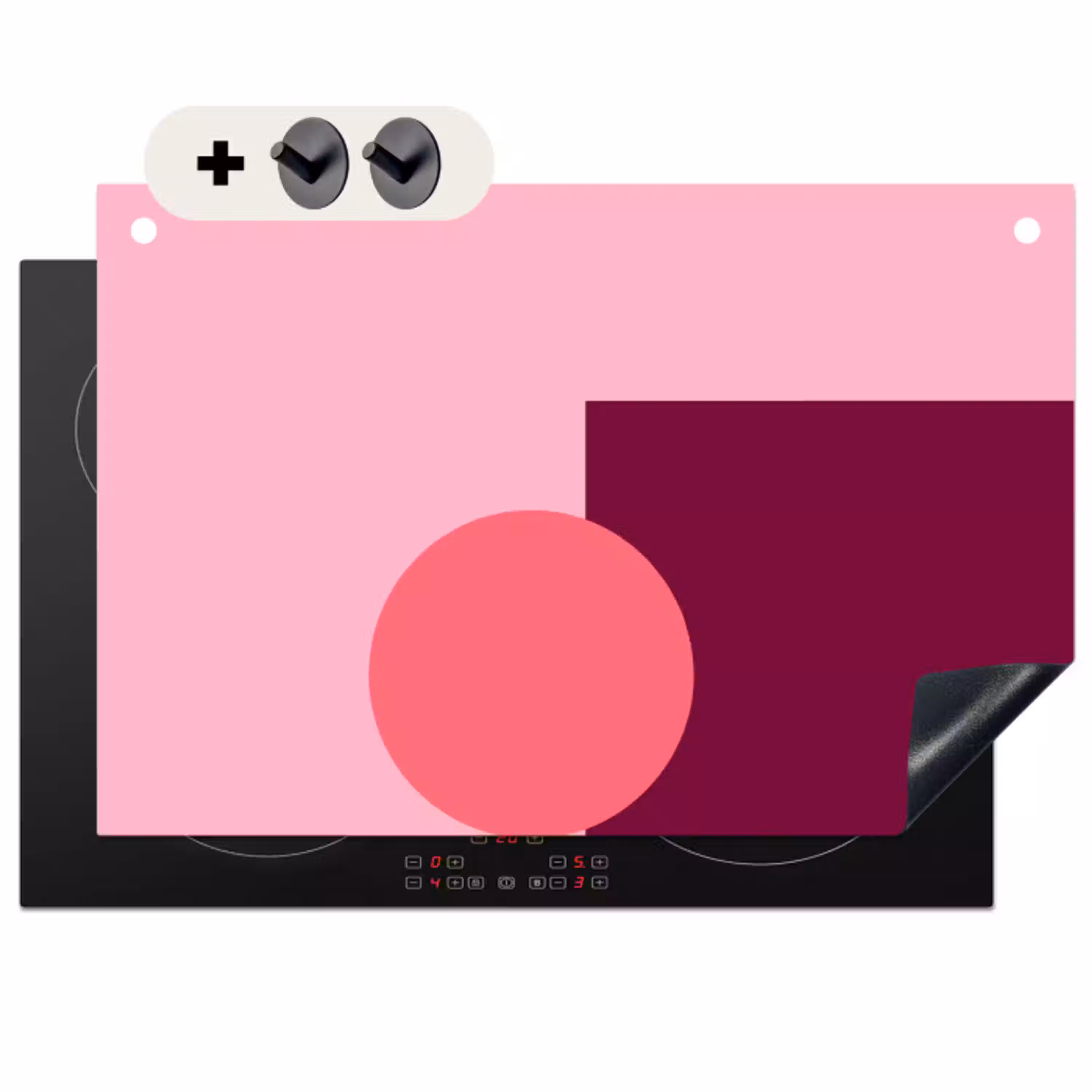 Abstract - Vormen - Roze - Modern - Design Inductie beschemer met haakjes klein -3d