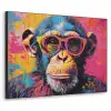 Graffiti - Chimpansee - Aap - Bril - Kleurrijk Textielframe zwart klein -3d