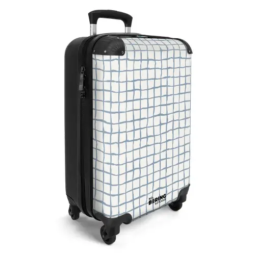 Handgetekend blauw raster met zachte hoeken NBS - Handbagage koffer - Volwassenen Unisex middel -productfoto_3d