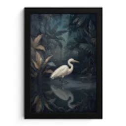 Reiger - Water - Natuur - Modern - Wit fotolijst zwart zonder passe partout klein -3d