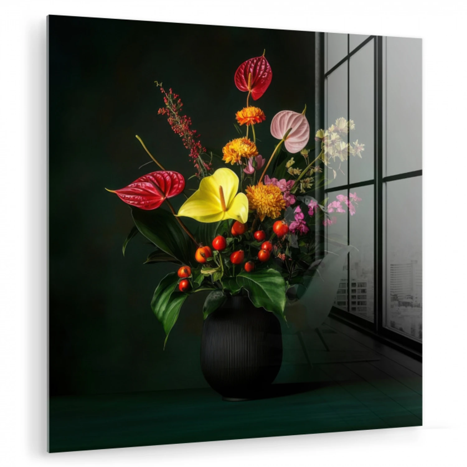 Bloemen - Vaas - Zwart plexiglas 5mm klein -zzzproduct_nieuw