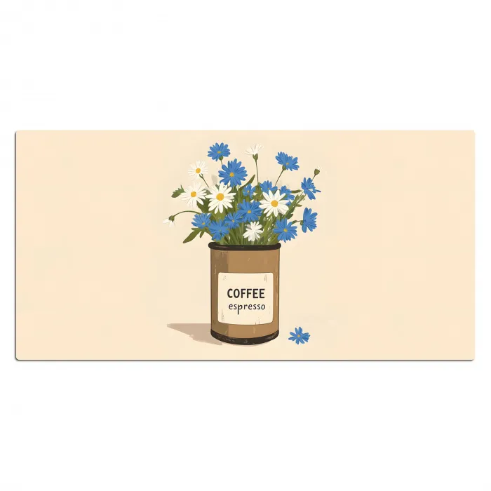 Coffee - Blik - Minimalistisch - Bloemen Muismat XXL klein -3d_leeg
