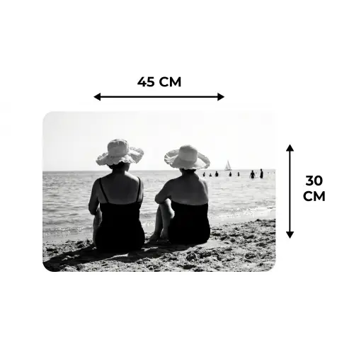 Vrouwen - Zonnehoed - Strand - Zwart - Wit Placemat vinyl groot -specs