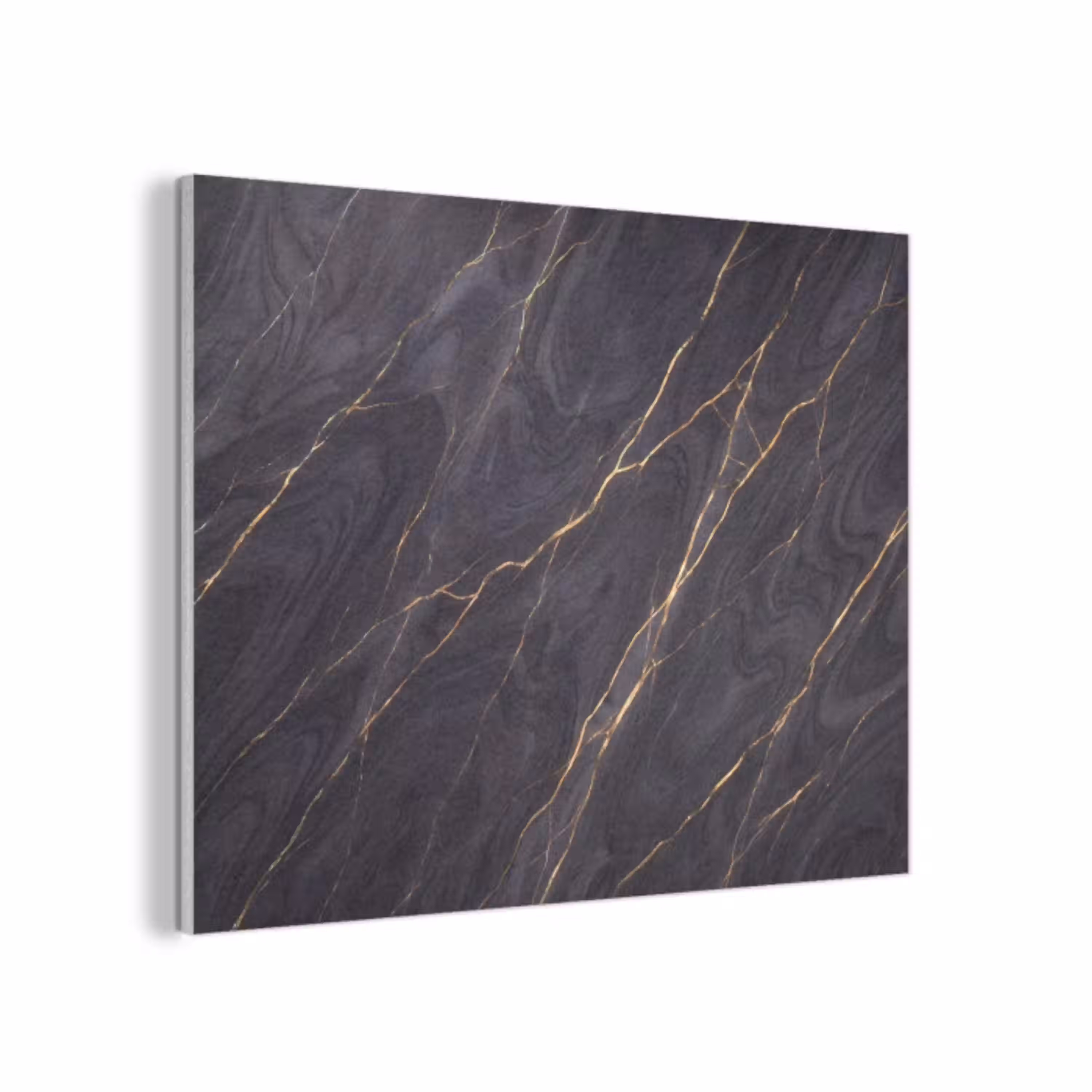 Marmer - Goudaders - Abstract - Modern - Zwart PET vilt klein -3d