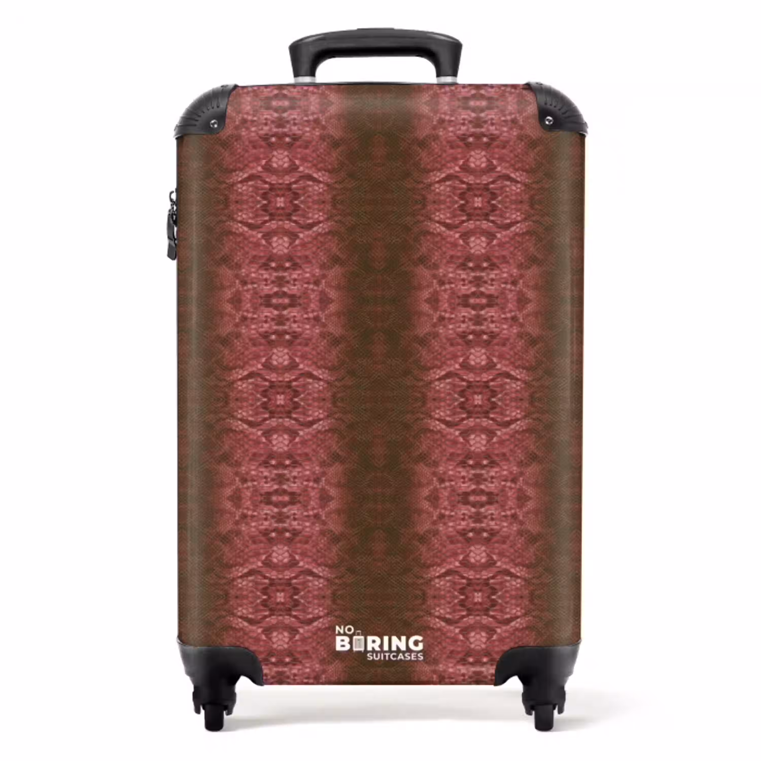 Roodbruin slangenhuid met symmetrische schubstructuur NBS - Handbagage koffer - Volwassenen Unisex middel -productfoto_recht