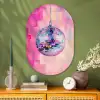 Discobal - Pink - Verf Wandcirkel Ovaal Glas middel -sfeer2