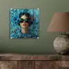 Vrouw - Bloemen - Vlinders - Blauw - Abstract plexiglas 5mm klein -sfeer3