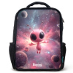 Roze Alien in Sterrennevel Rugzak - Zwart middel -3d