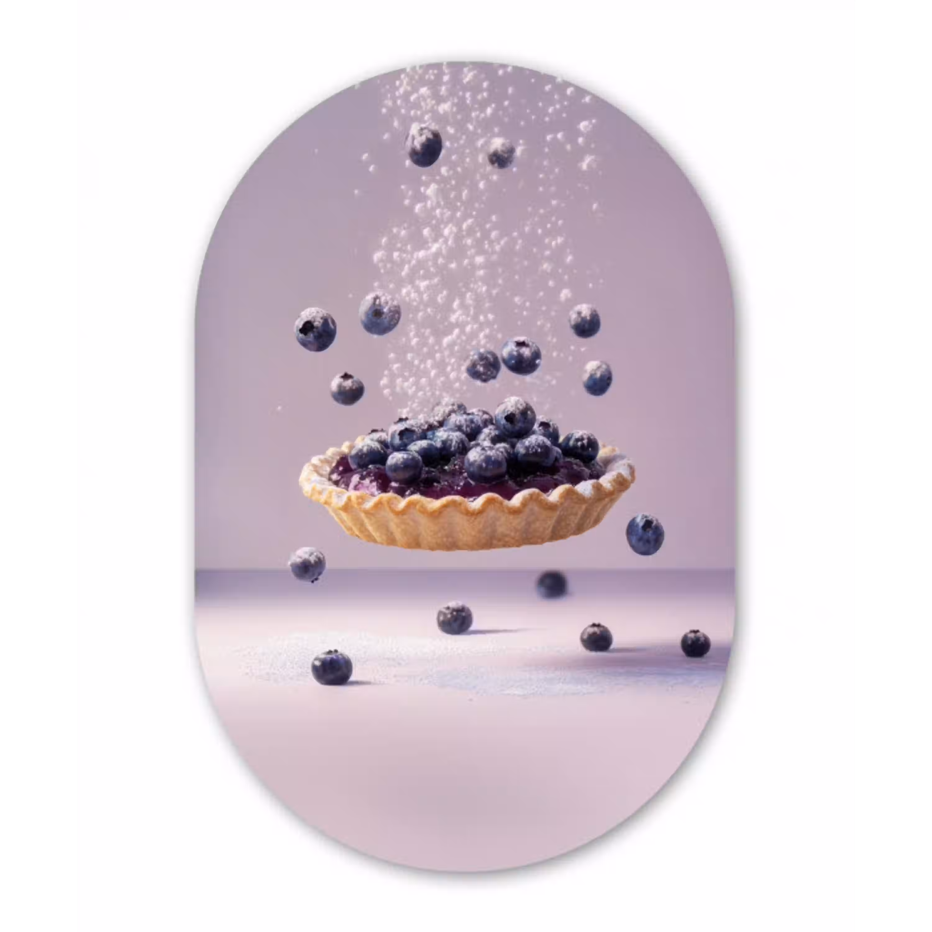 Eten - Taart - Bessen - Blauw Wandcirkel Ovaal Aluminium middel -3d