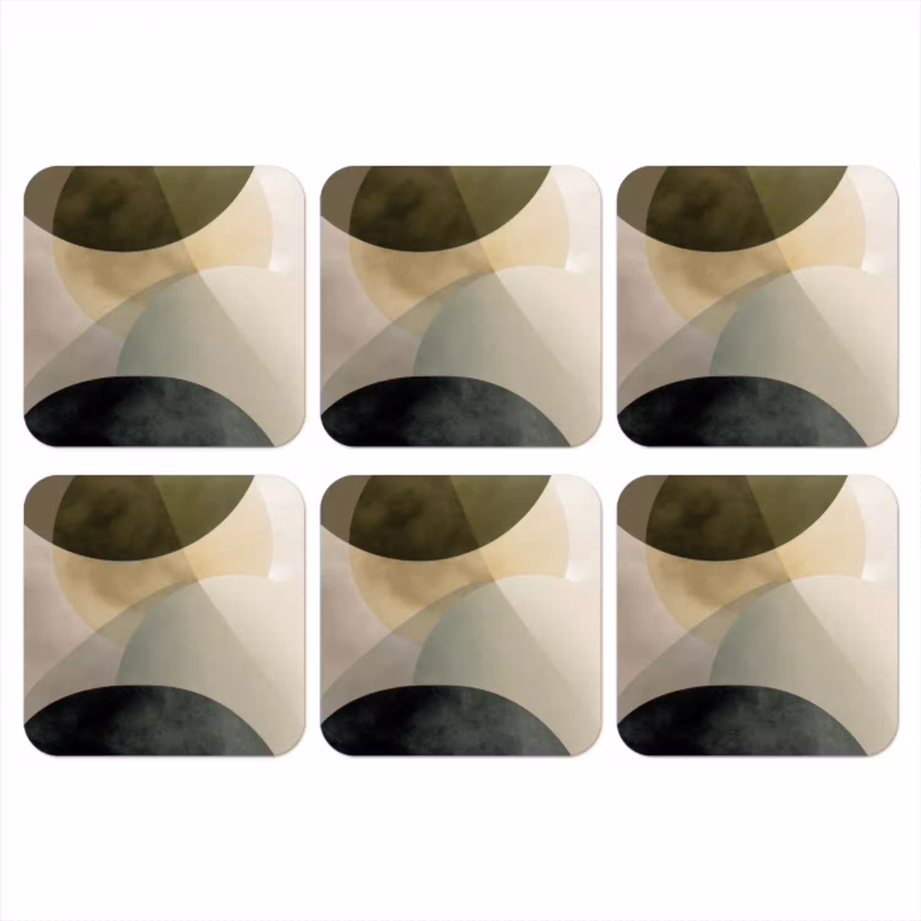Vlakken - Abstract - Beige - Cirkels onderzetter kurk middel -3d