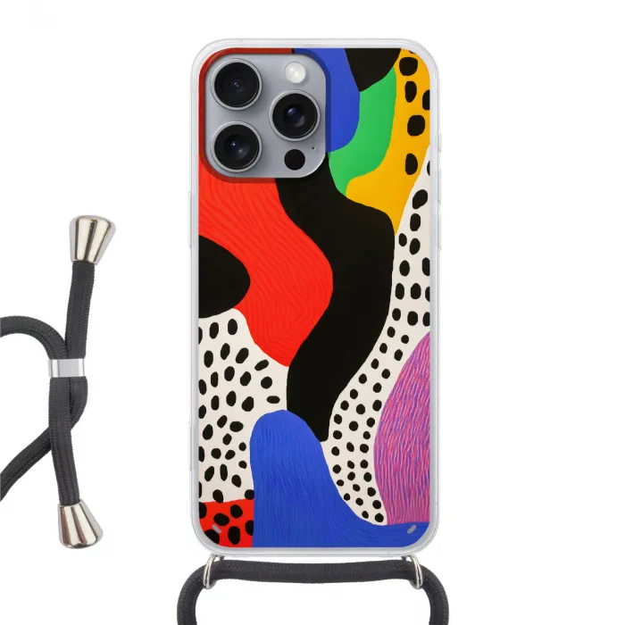 Abstract - Vormen - Kleuren - Stippen Hoesje iPhone 16 Pro Max met koord klein -3d