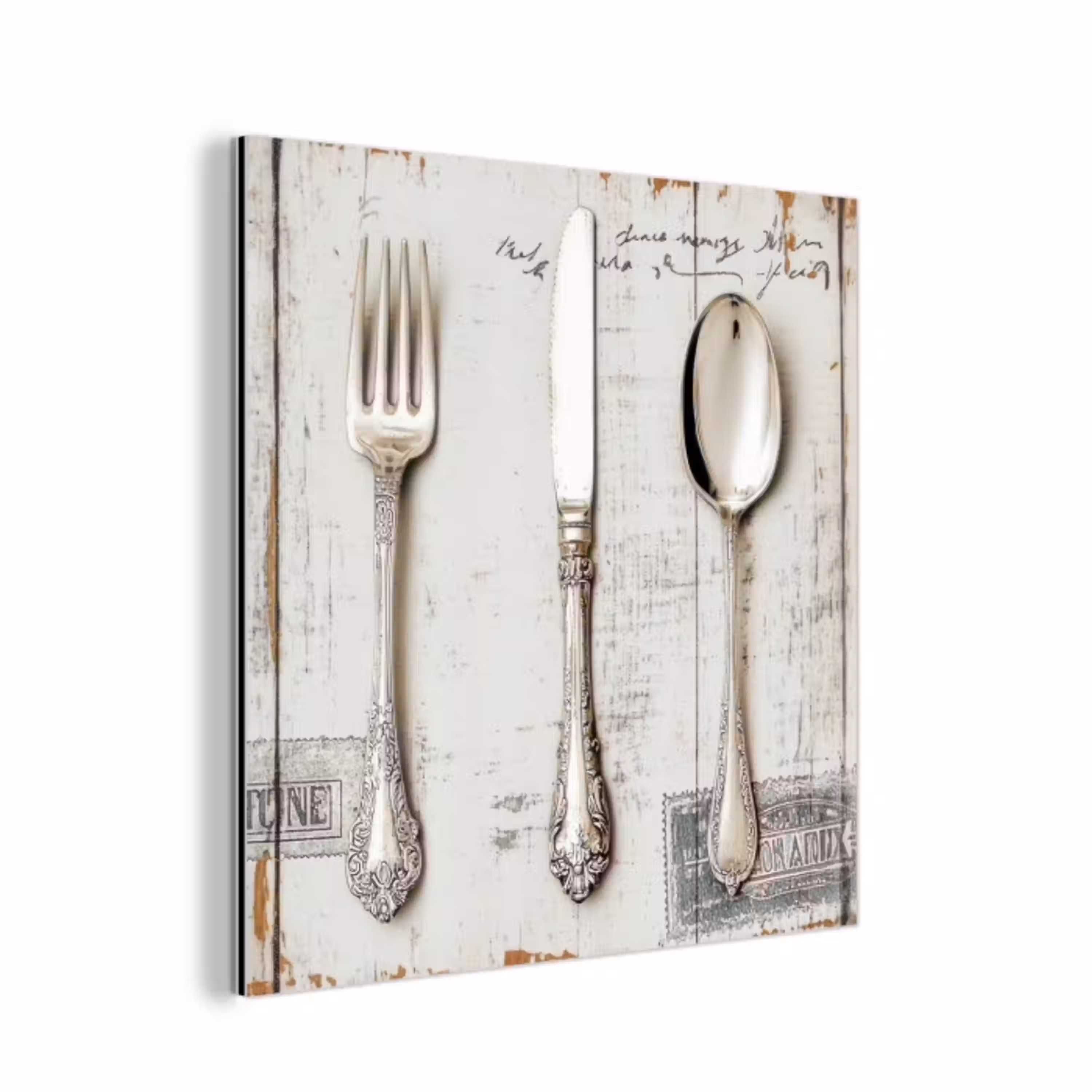 Zilver - Bestek - Hout aluminium wit klein -3d